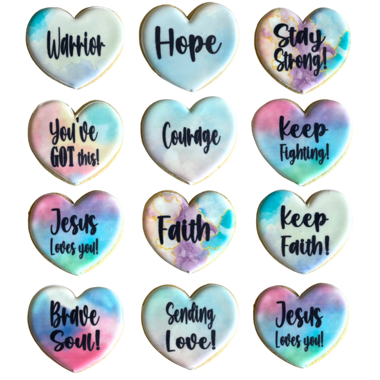 Inspirational Motivational Get Well Hearts Jesus Loves You Cookies--12 Count