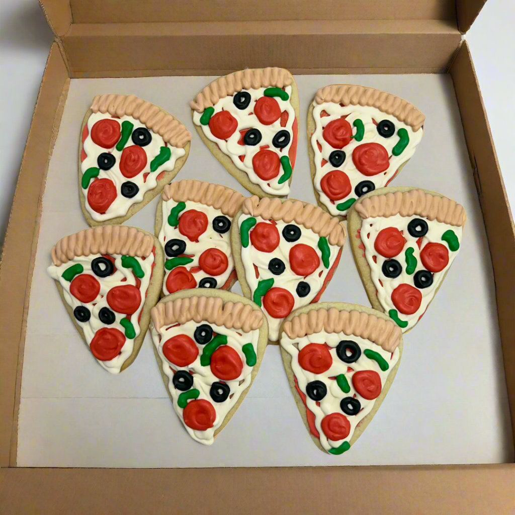 Hand Decorated Pizza Themed Cookies--12 Count