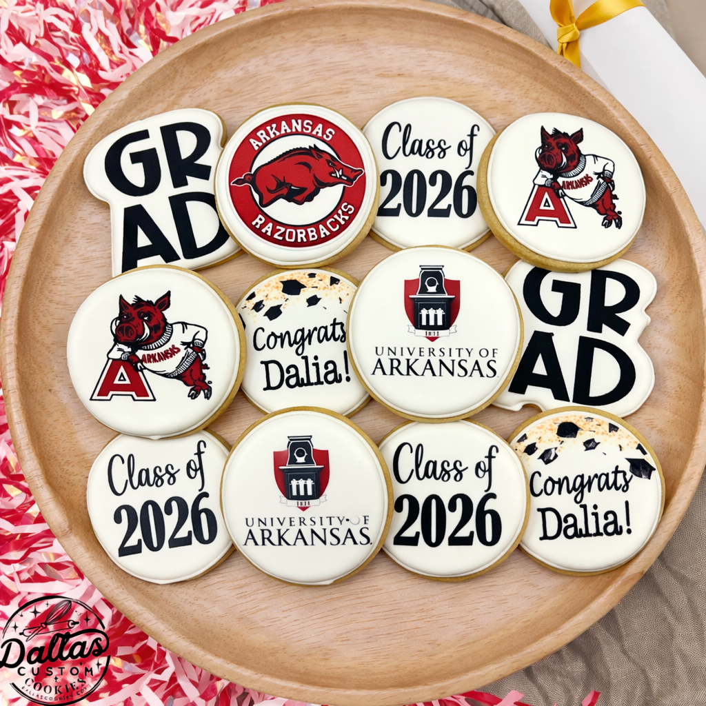 University of Arkansas Pre-Designed Set of Graduation Cookies--12 Count