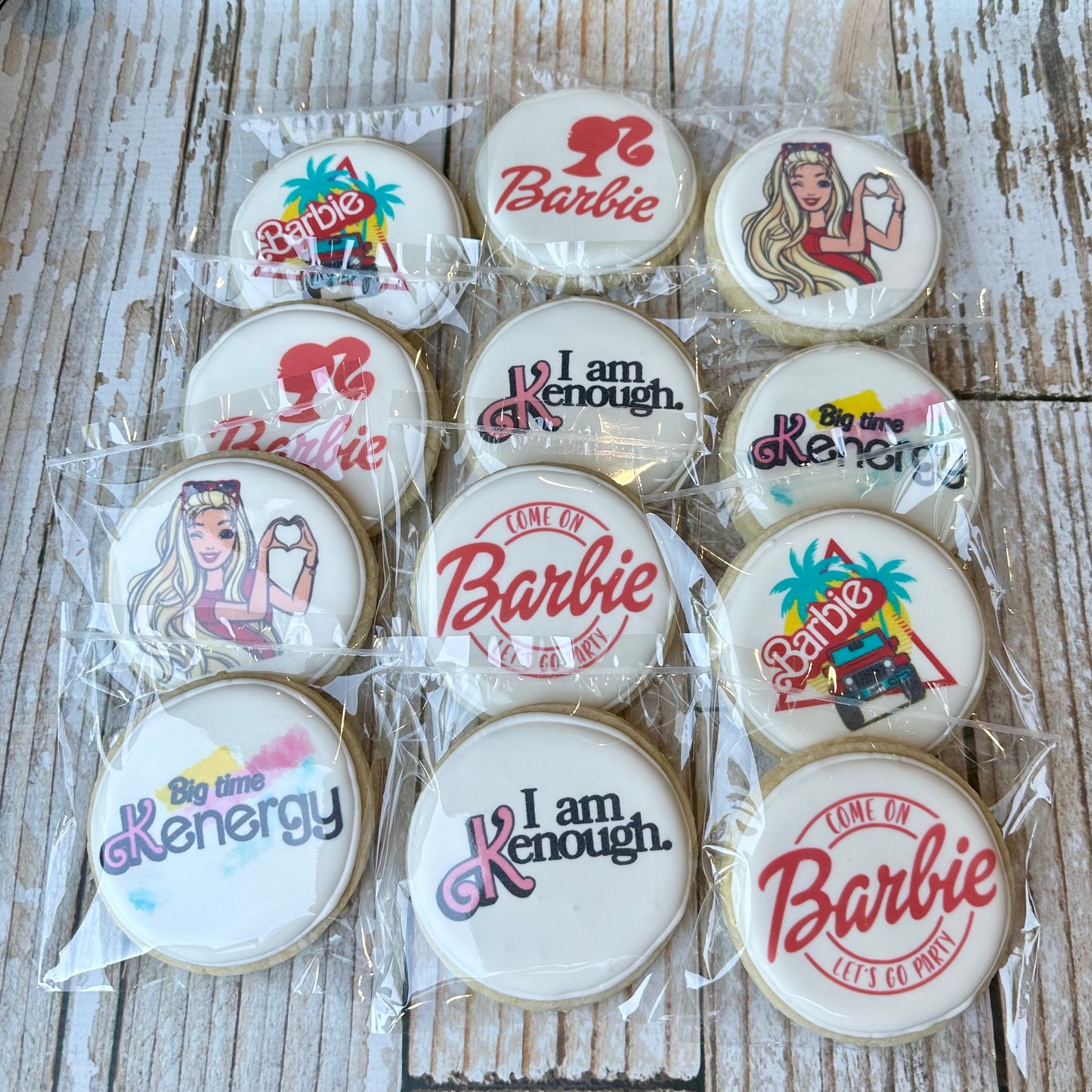 Barbie Pink Let's go Party Themed Cookies--12 Count