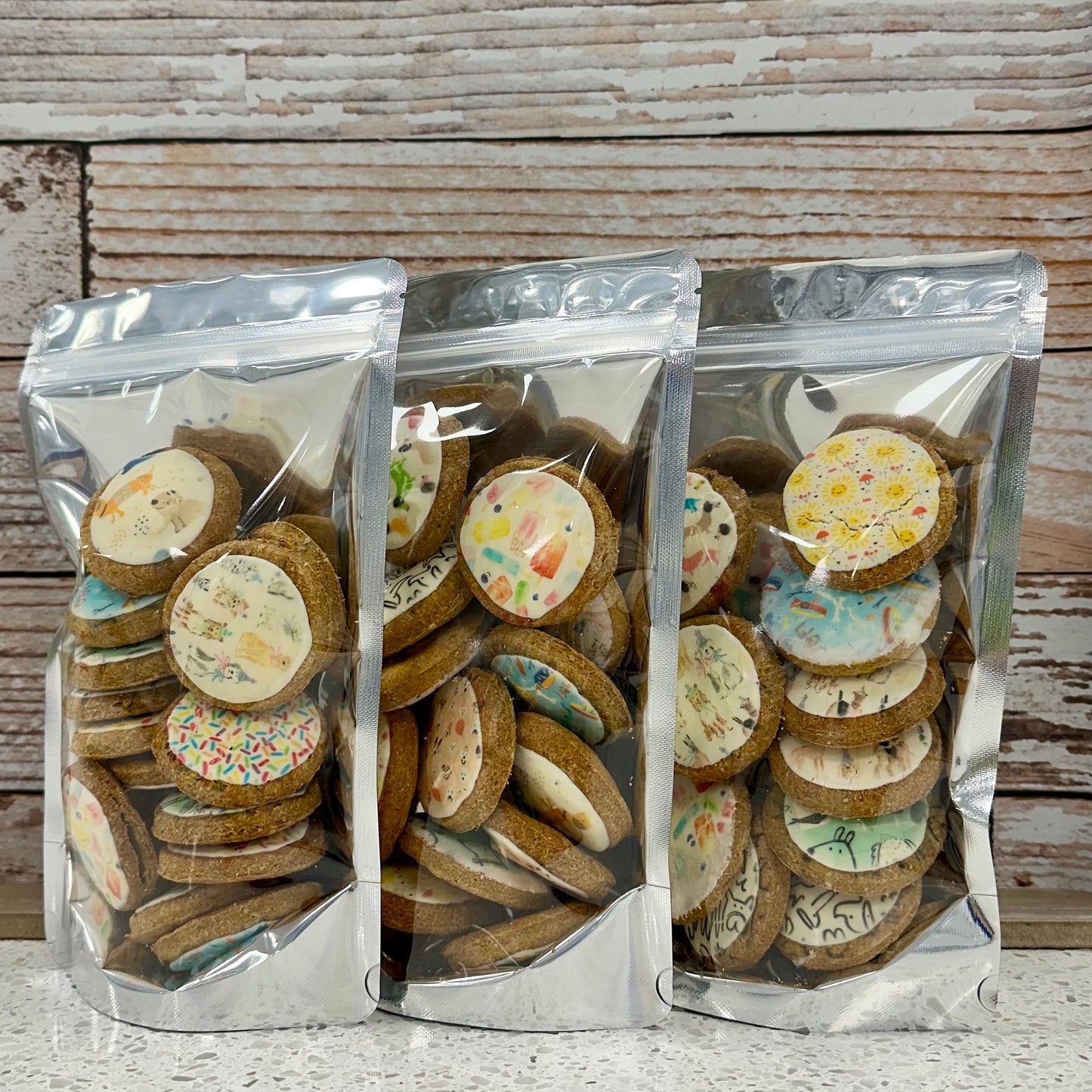 Frosted Nibblers Pet Dog Treats NO Sugar Added. Whole Wheat Flour, Pumpkin & Peanut Butter--8oz Resealable Bag