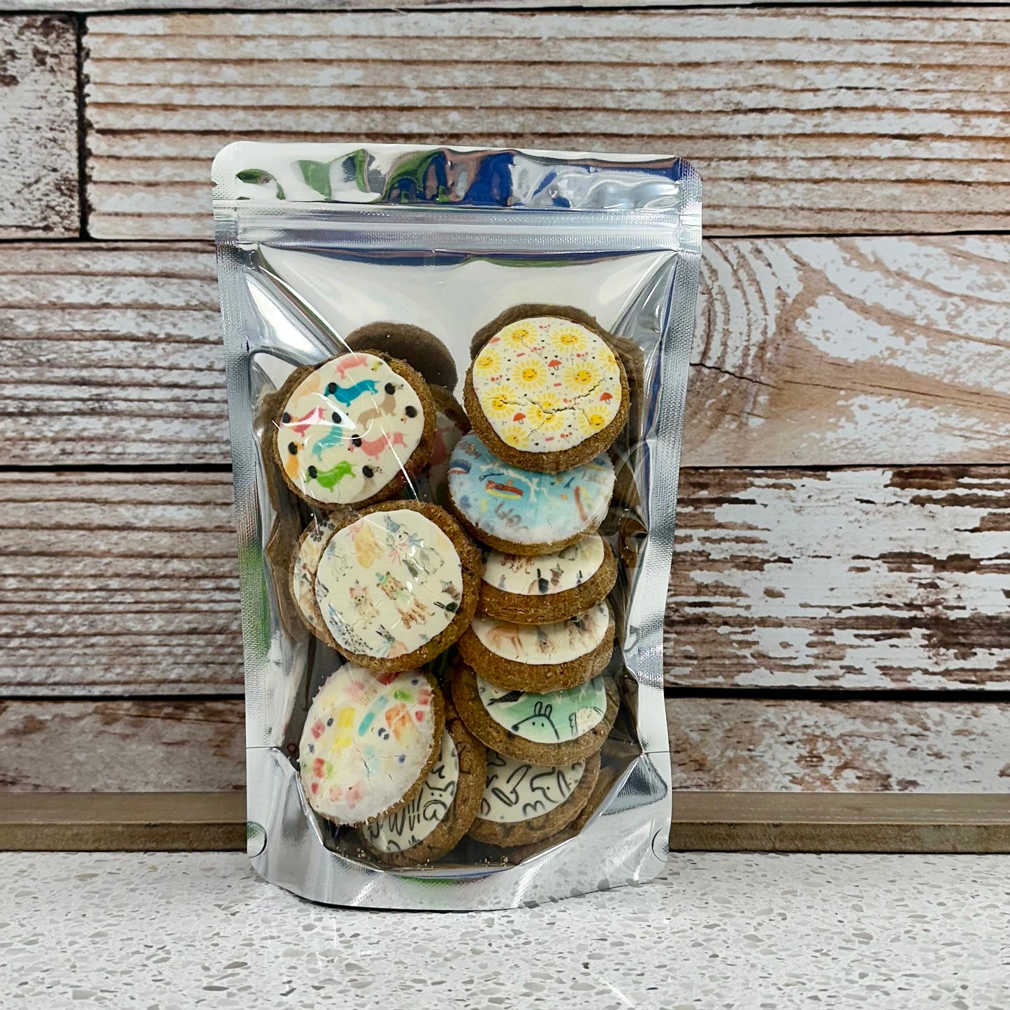 Frosted Nibblers Pet Dog Treats NO Sugar Added. Whole Wheat Flour, Pumpkin & Peanut Butter--8oz Resealable Bag