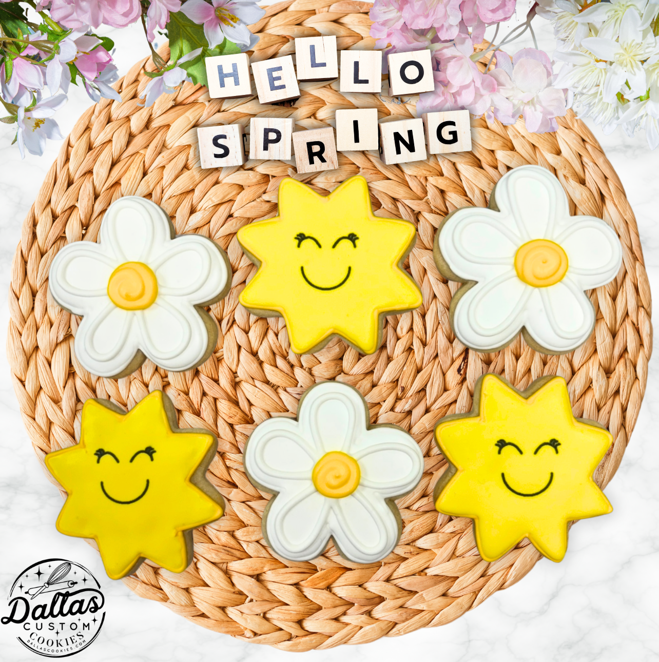 Spring Summer Sunshine Daisy Flower Cookie Set--12 Count