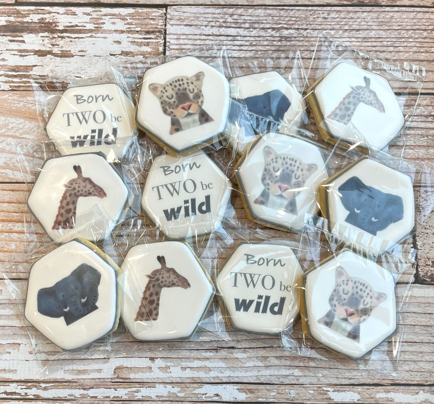 Two Wild Animal Safari Birthday Cookies Wild Animal Birthday--12 Count