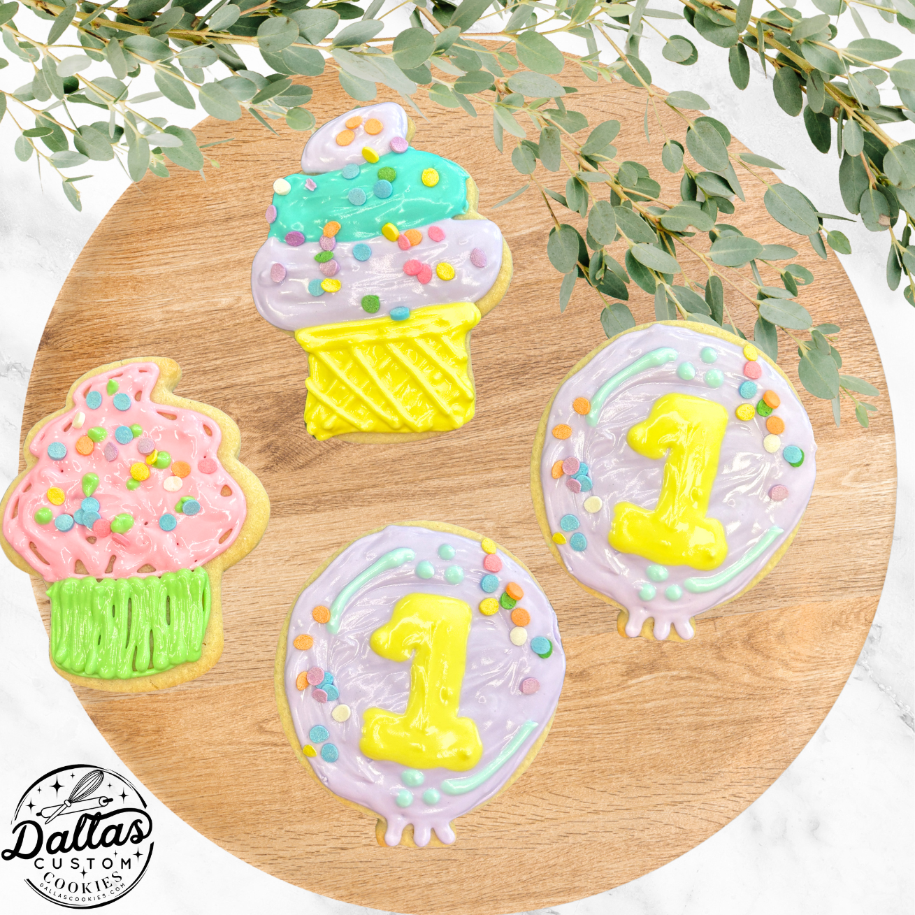 Birthday Themed Deco Kit Balloons & Cupcakes Cookie Decorating Kit Deco Kit for DIY Cookie Decorating Kit --12 Count
