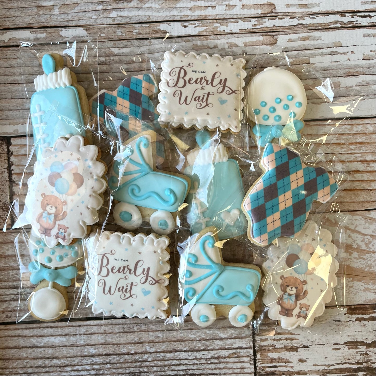 We Can Bearly Wait Teddy Bear Themed Baby Shower Cookies--12 Count