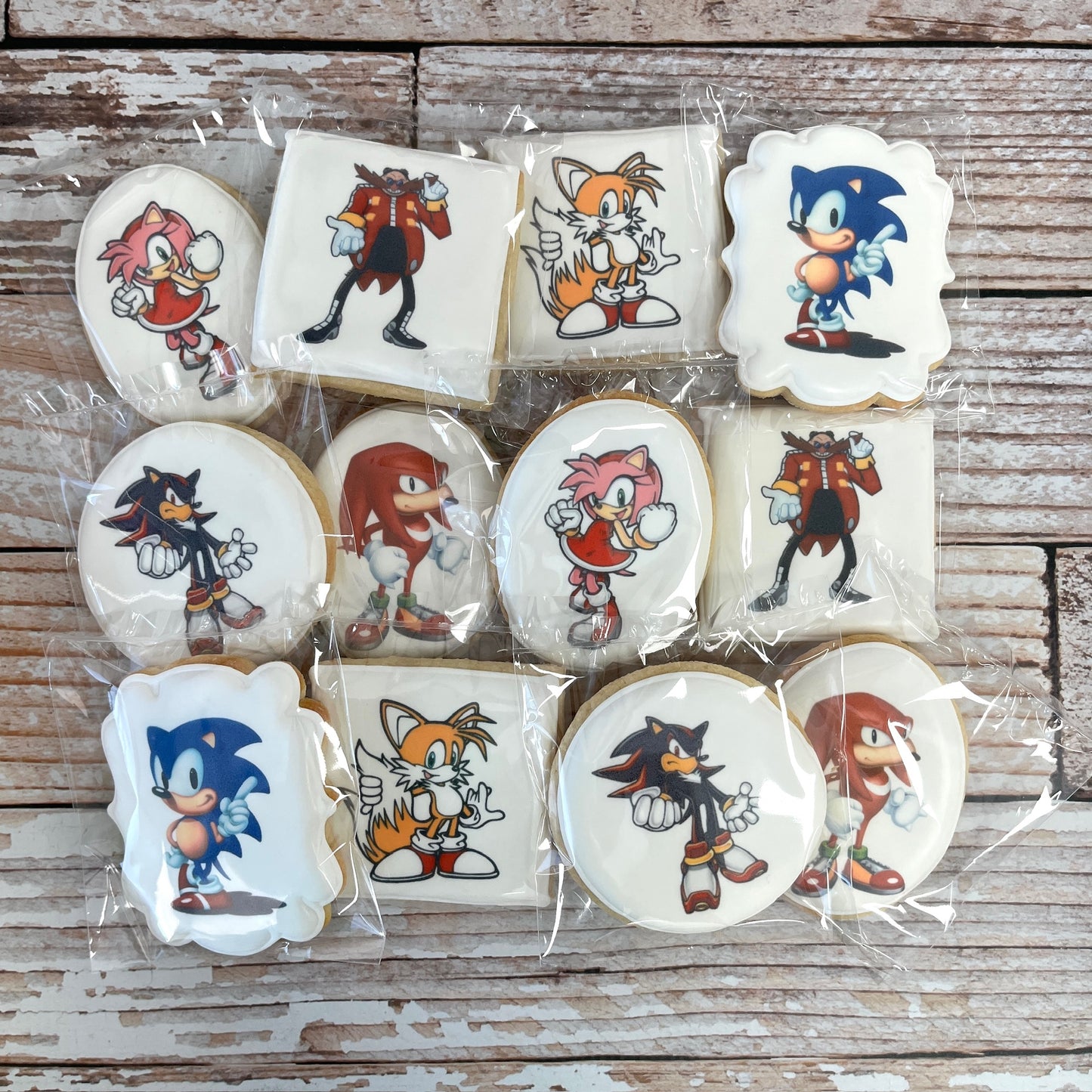 Sonic the Hedgehog Themed Decorated Birthday Cookies Sonic Party Favor Cookies--12 Count