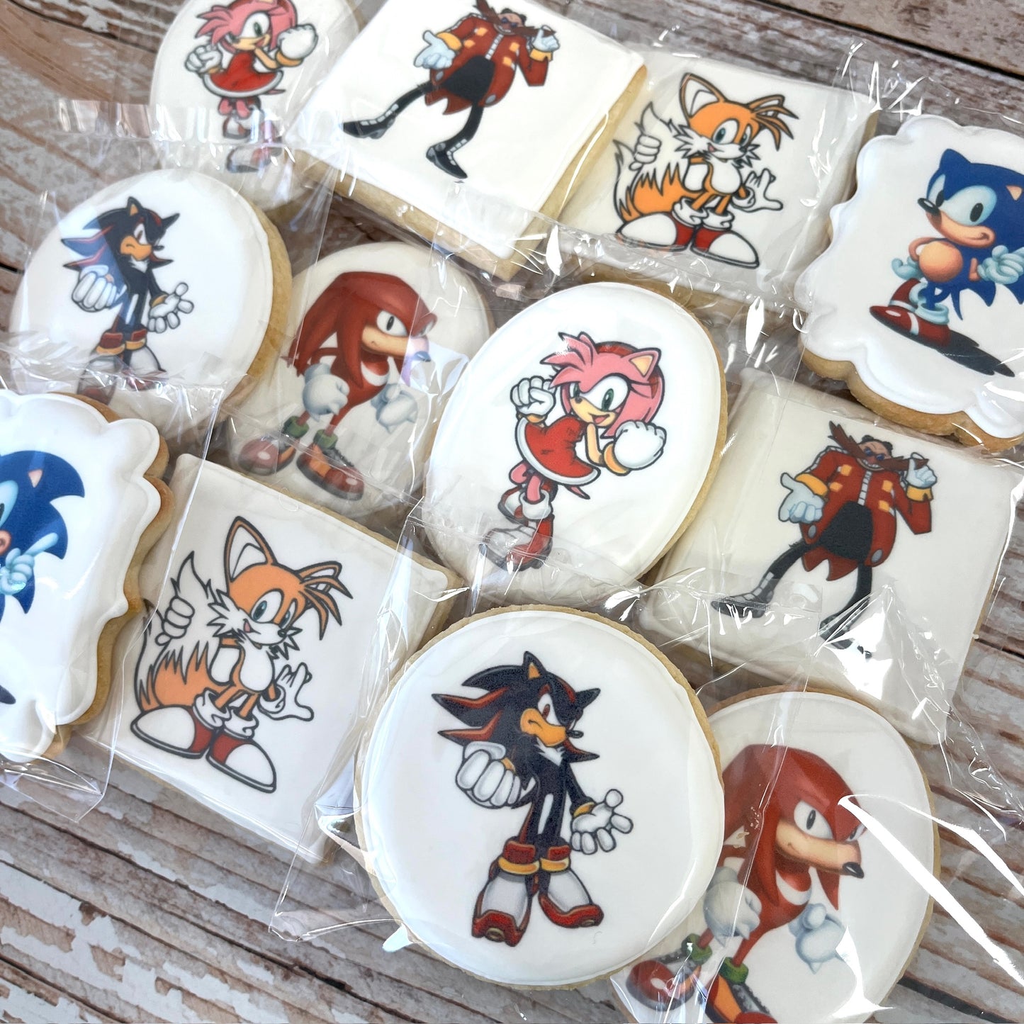 Sonic the Hedgehog Themed Decorated Birthday Cookies Sonic Party Favor Cookies--12 Count