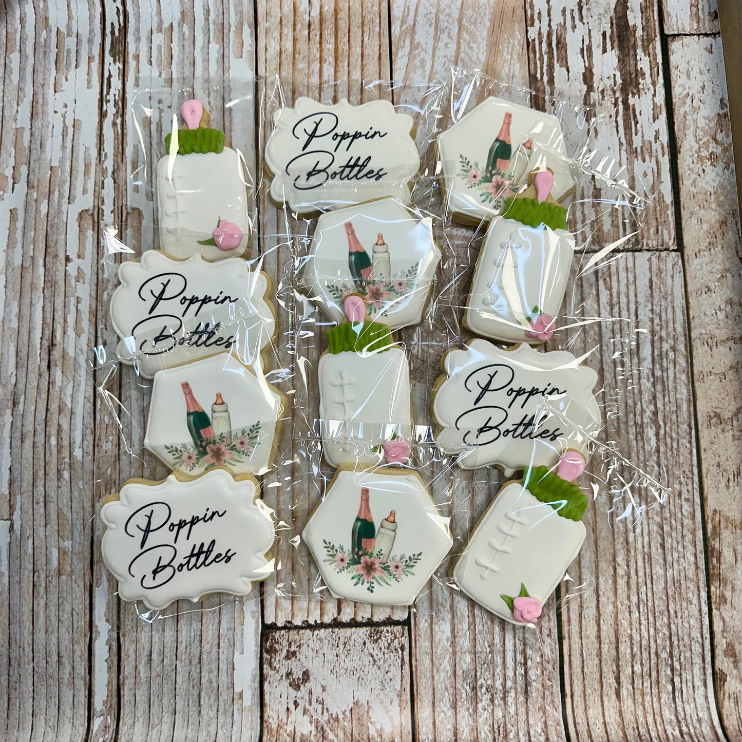 Poppin' Bottles themed Baby Shower Cookies--12 Count