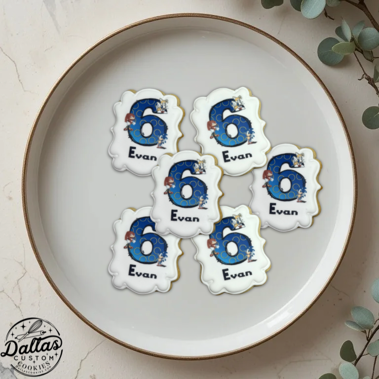 Sonic the Hedgehog Themed Decorated Birthday Cookies Sonic Party Favor Cookies--12 Count
