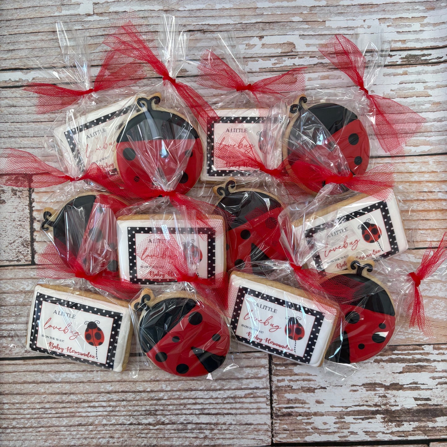 Ladybug Themed "A Little Love Bug is on the Way" themed Baby Shower Cookies--12 Count