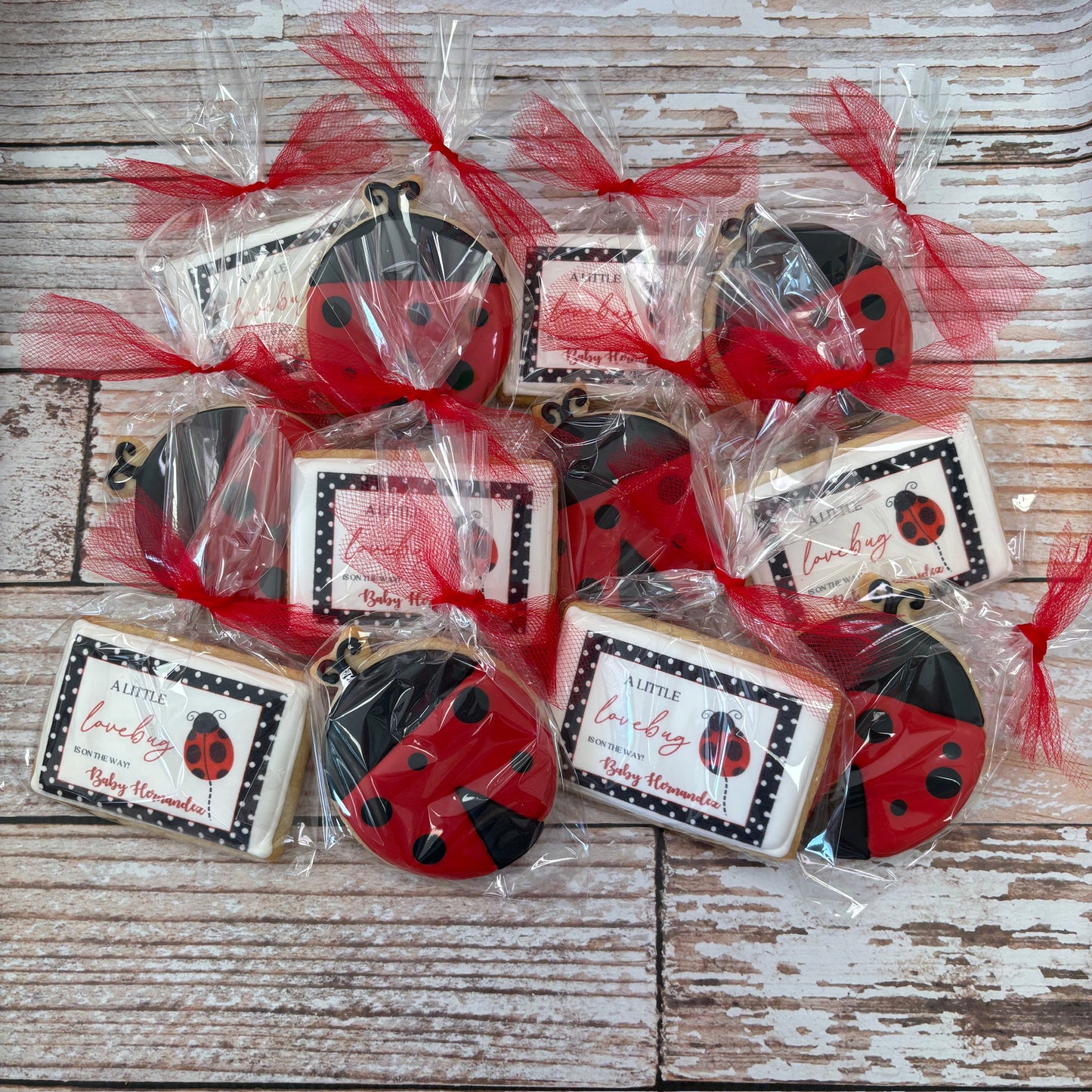 Ladybug Themed "A Little Love Bug is on the Way" themed Baby Shower Cookies--12 Count