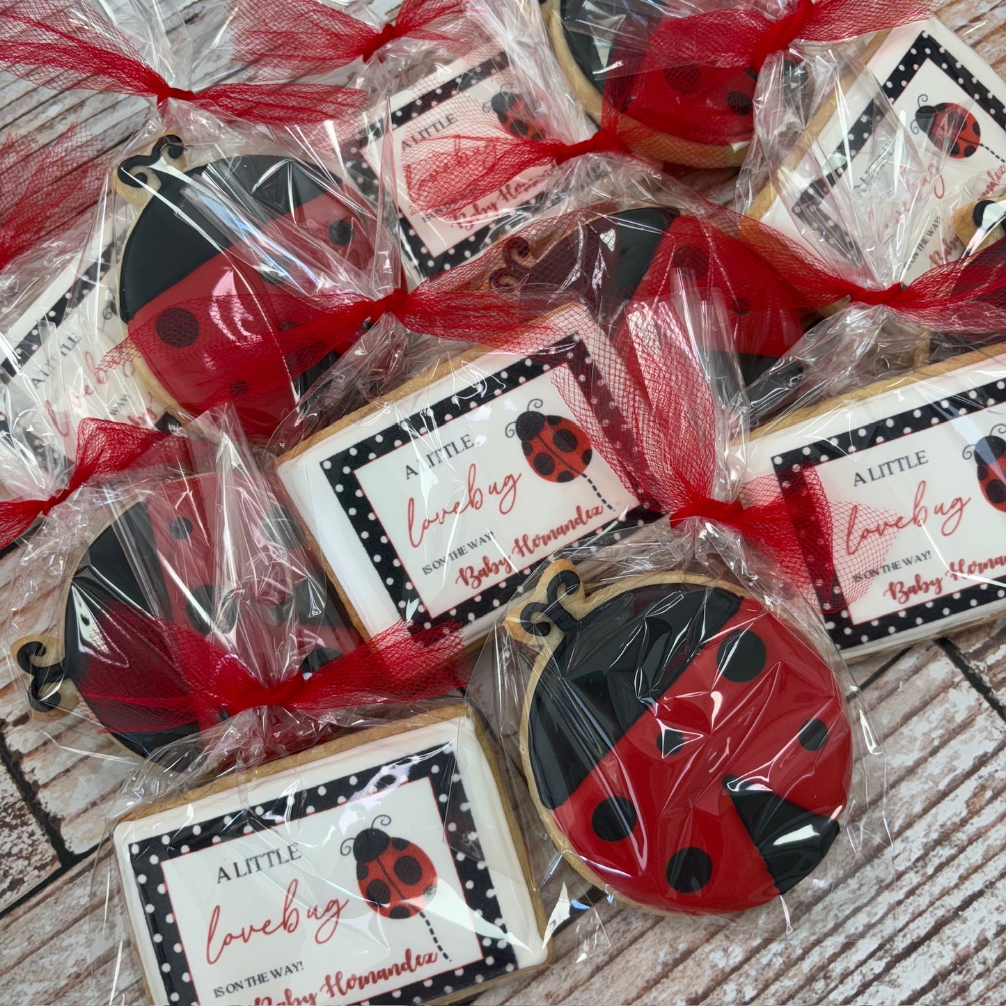 Ladybug Themed "A Little Love Bug is on the Way" themed Baby Shower Cookies--12 Count