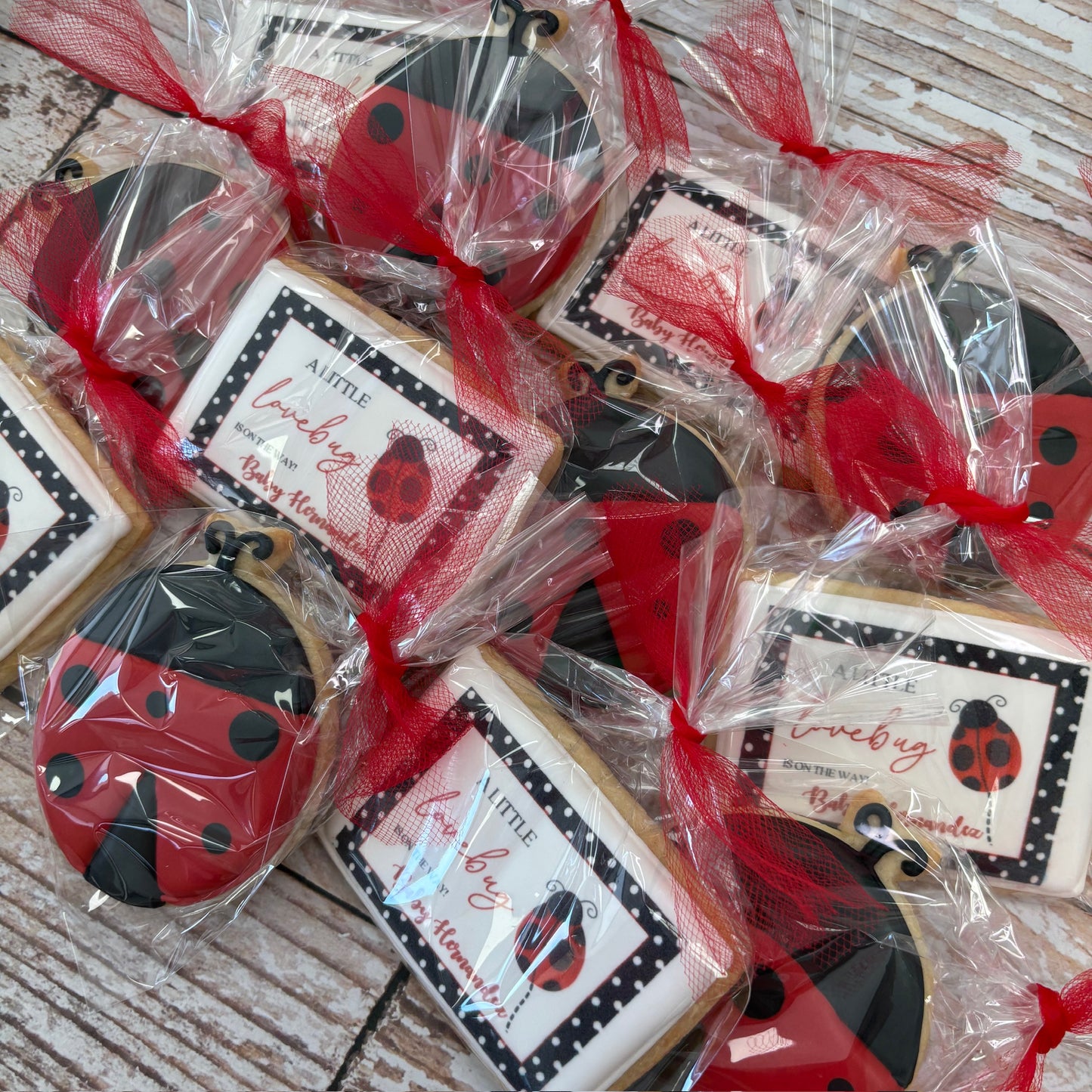 Ladybug Themed "A Little Love Bug is on the Way" themed Baby Shower Cookies--12 Count