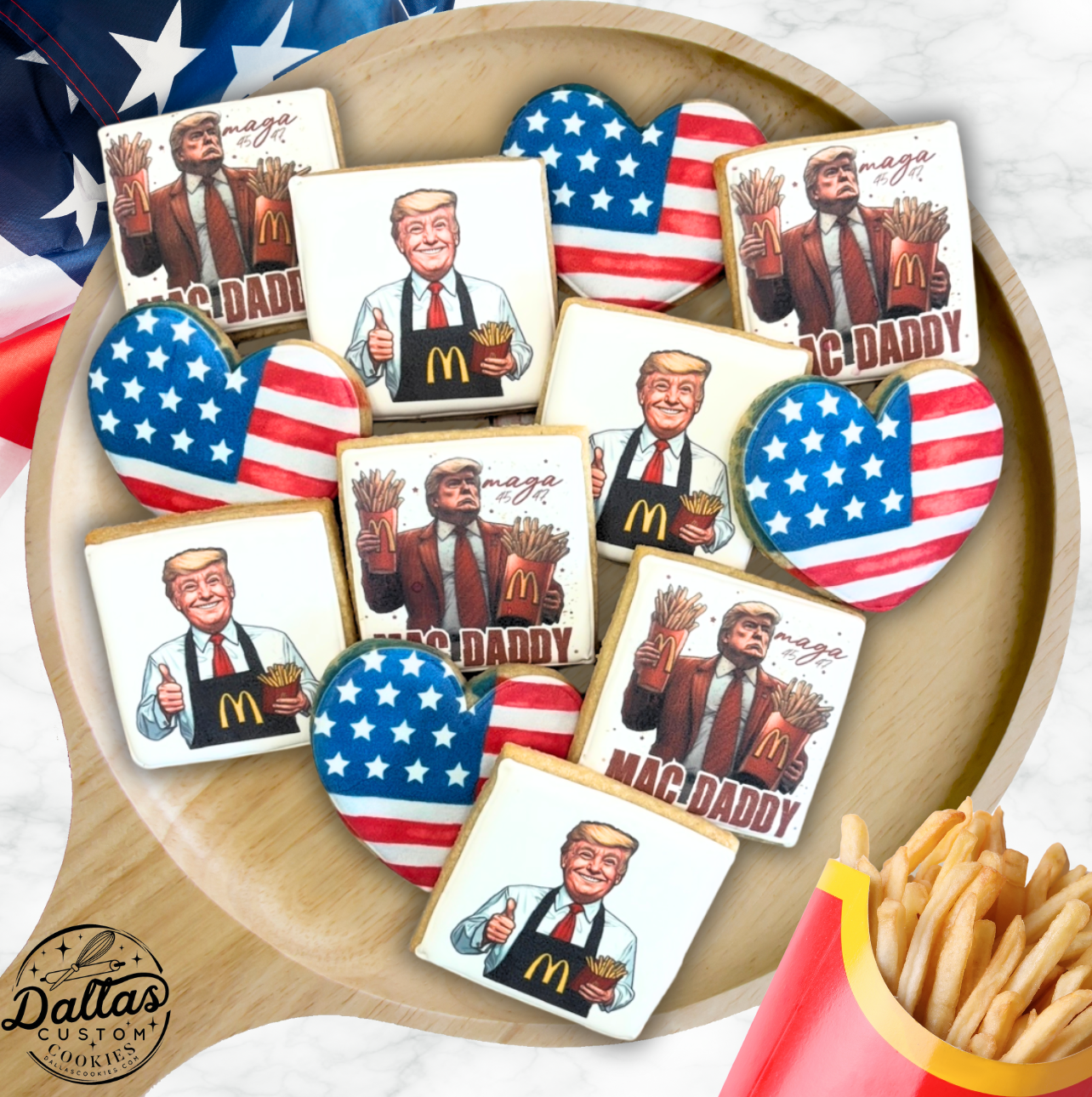 MAGA Birthday McDonalds Mac Daddy Funny Trump Political Republican Cookies--12 Count
