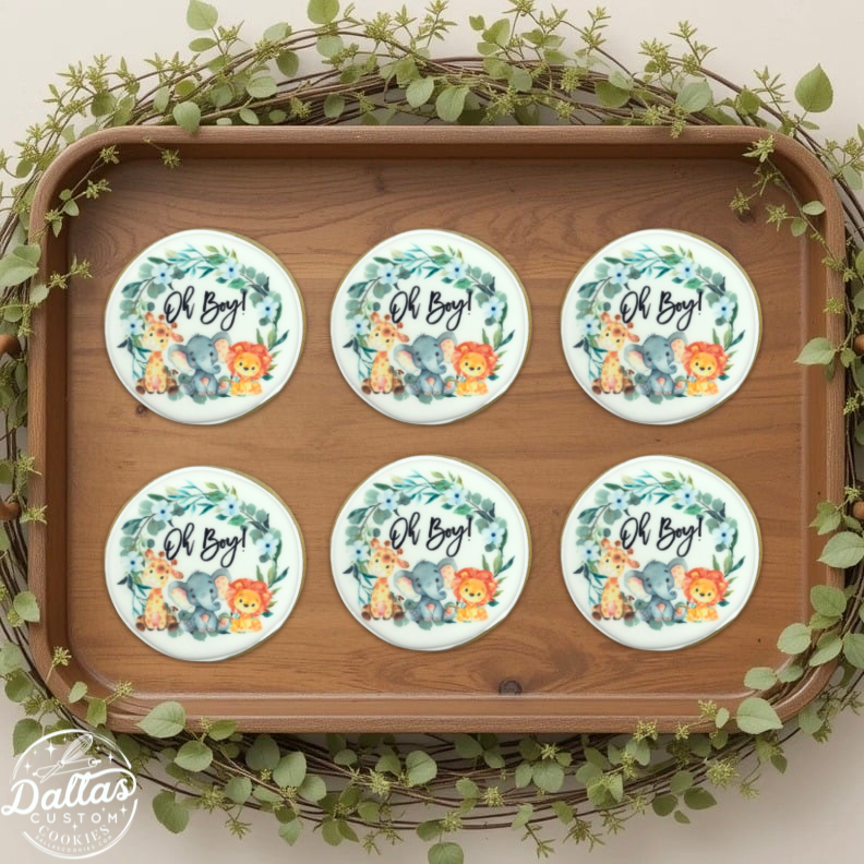 Oh BOY Safari Baby Shower Cookies--12 Count