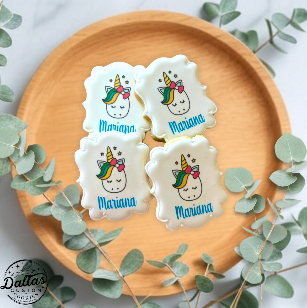 Personalized Unicorn Cookies on Plaque Shape--12 Count