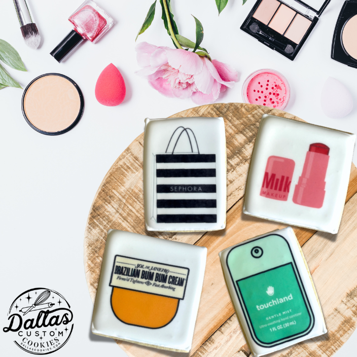 Girly Shopping Makeup Pampered Beauty Products themed Birthday Cookies--12 Count