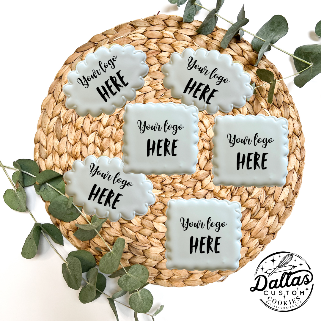 Additional Scalloped Shapes w/Live Preview Corporate Logo Cookies by the Dozen--12 Count