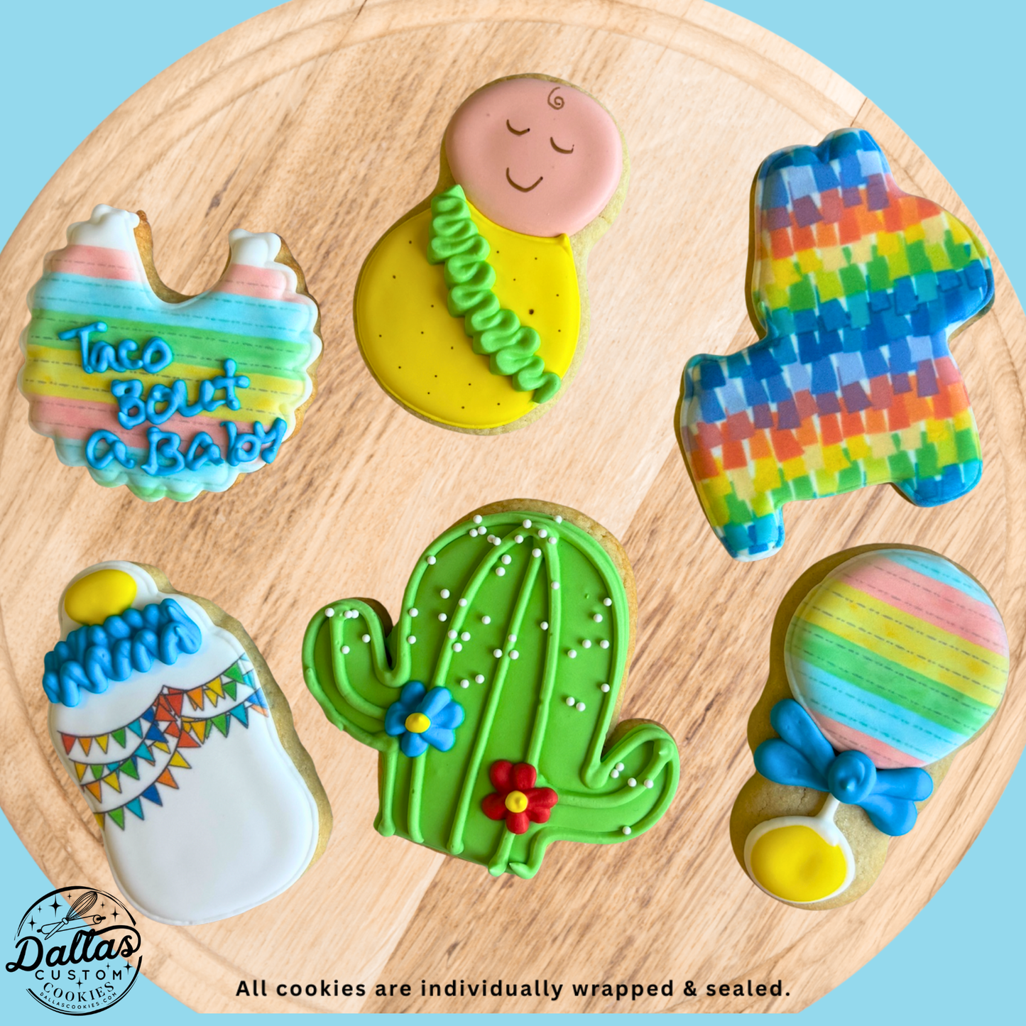 Taco Bout a Baby Fiesta Baby Shower Baby Shower Cookies--12 Count