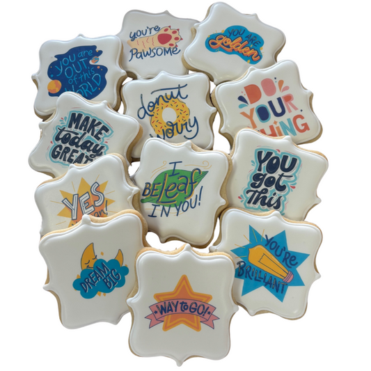 Inspirational Funny Puns Motivation Back to School Cookies Lunch Box Cookies--12 Count