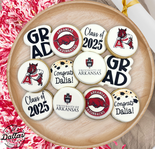 University of Arkansas Pre-Designed Set of Graduation Cookies--12 Count