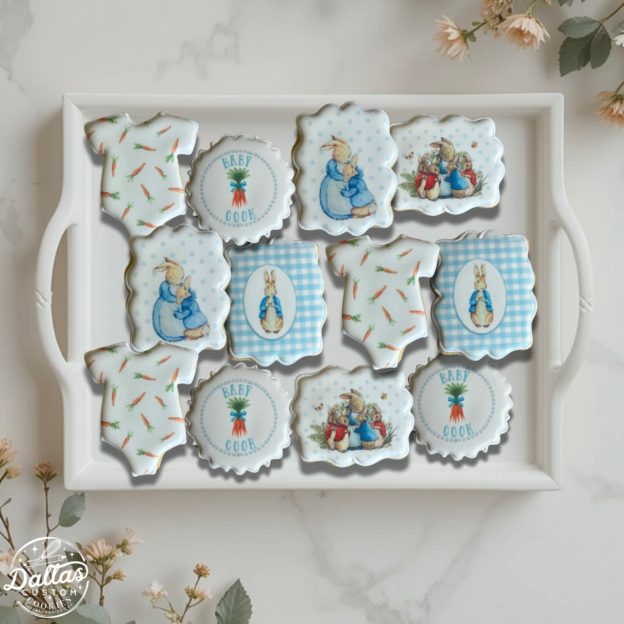 Peter Rabbit Boy Bunny Baby Shower Cookies--12 Count