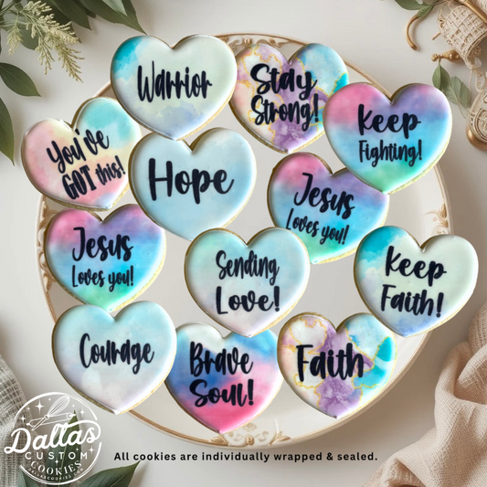 Inspirational Motivational Get Well Hearts Jesus Loves You Cookies--12 Count