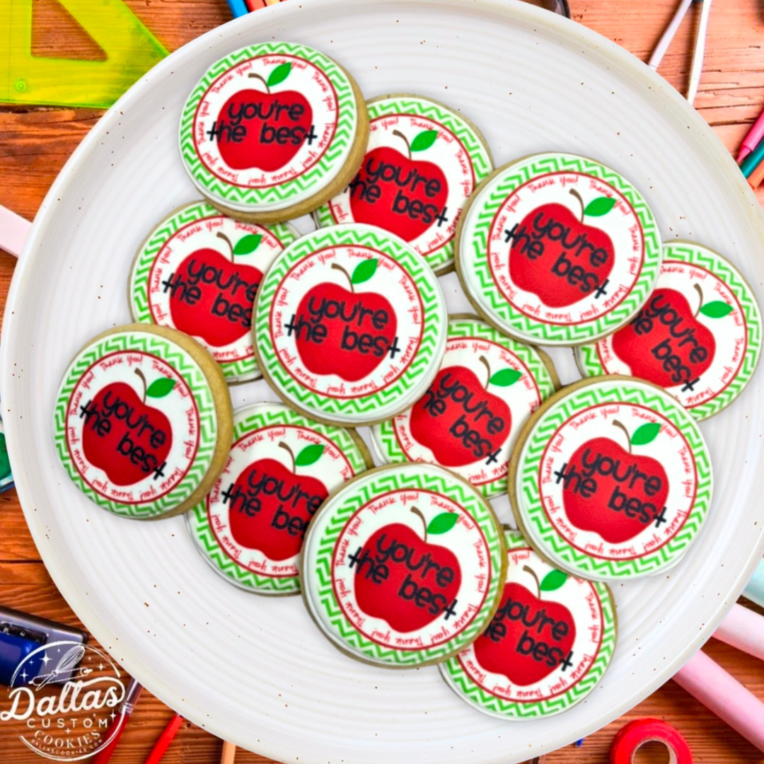 You're the best Teacher Apple School Themed Thank You Cookies Teacher Appreciation--12 Count