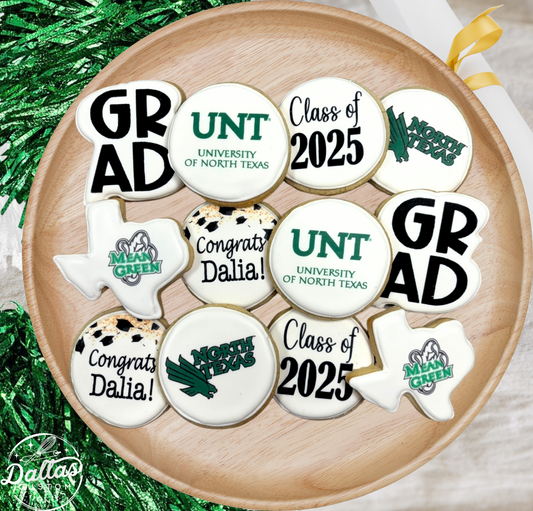 North Texas UNT Eagles Direct Printed Pre-Designed Set of Graduation Cookies--12 Count