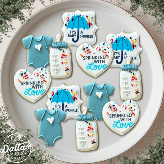 Sprinkled with Love Baby Sprinkle Shower Cookies w/Custom Accent Colors--12 Count