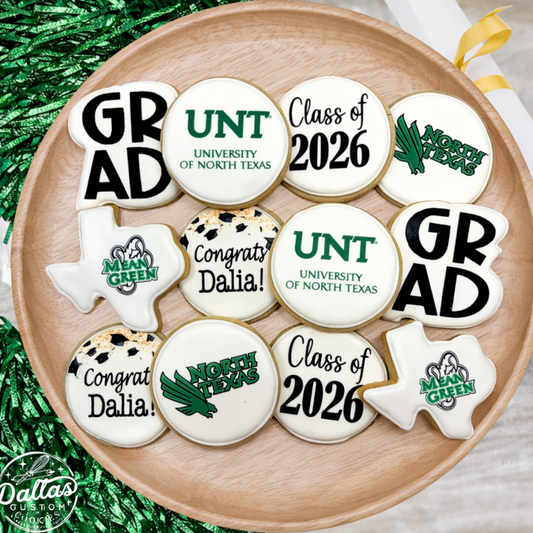 North Texas UNT Eagles Direct Printed Pre-Designed Set of Graduation Cookies--12 Count