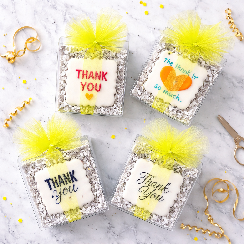 Thank You Gift Box Corporate Logo Cookies- 6 count Box + Bow