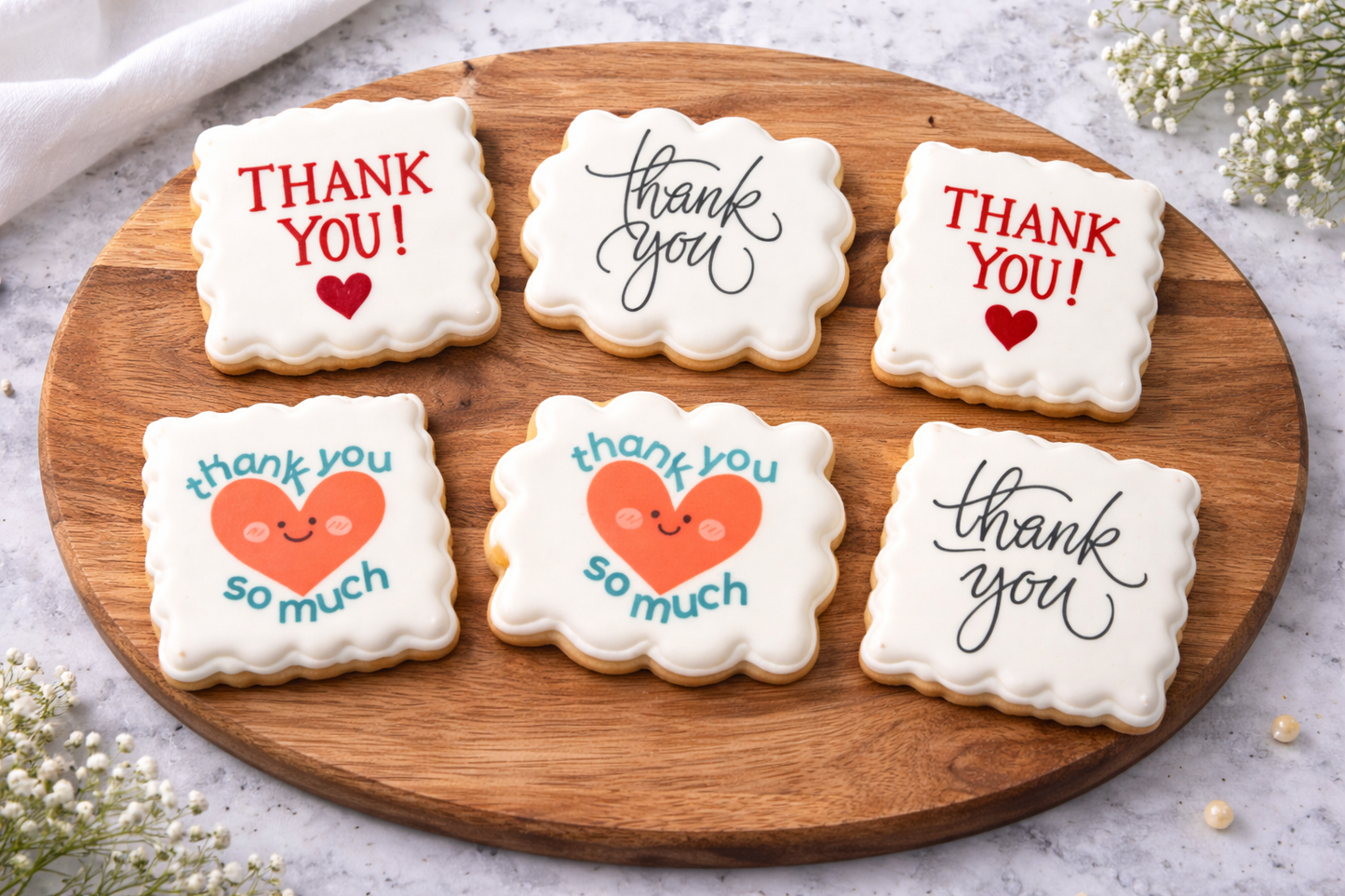 Thank You Gift Box Corporate Logo Cookies- 6 count Box + Bow