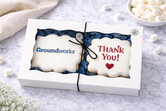 Custom Logo + Thank You Gift Box Corporate Logo Cookies- 2 count Box + Bow