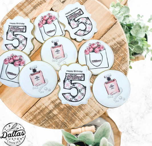 Chanel No. 5 Coco Chanel Perfume Birthday Party Cookies Theme -- 12 Count