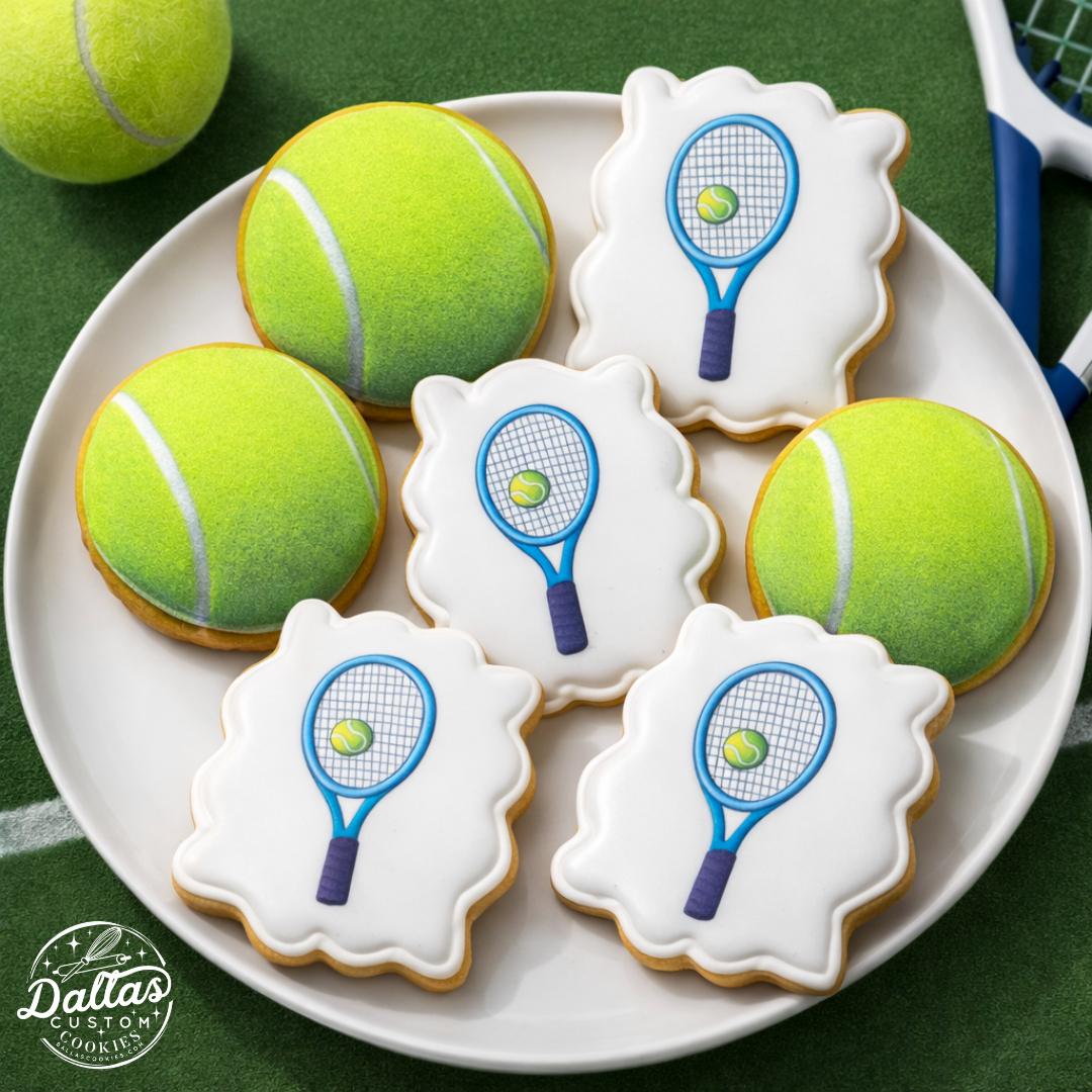 Tennis Set Sports Balls Cookies Birthday Cookies--12 Count