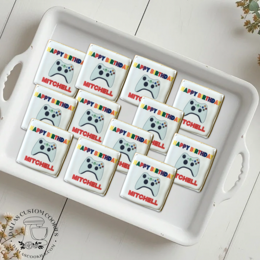 Gamer Game Controller Themed Party Cookies Decorated Birthday Cookies--12 Count