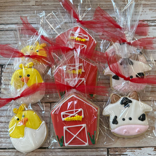 Hand decorated Farm Barnyard Animal Farm Themed Cookies--12 Count
