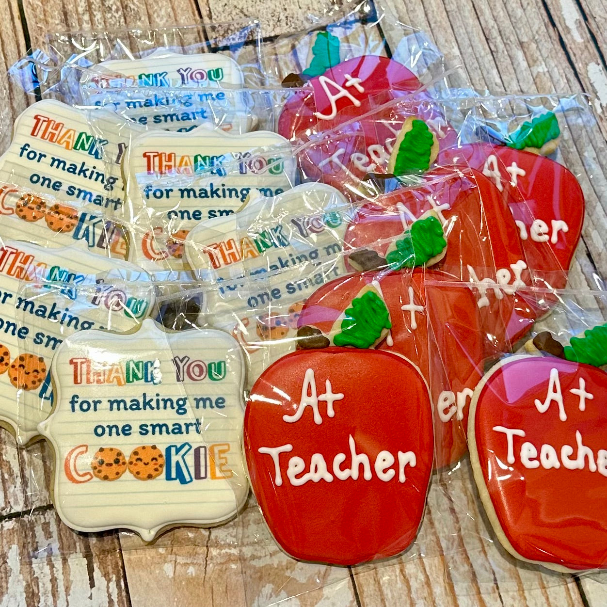 Teacher Appreciation Gift Thank You for Making me One Smart Cookie Apple Cookies--12 Count