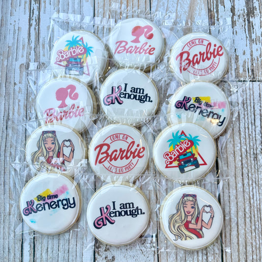 Barbie Pink Let's go Party Themed Cookies--12 Count