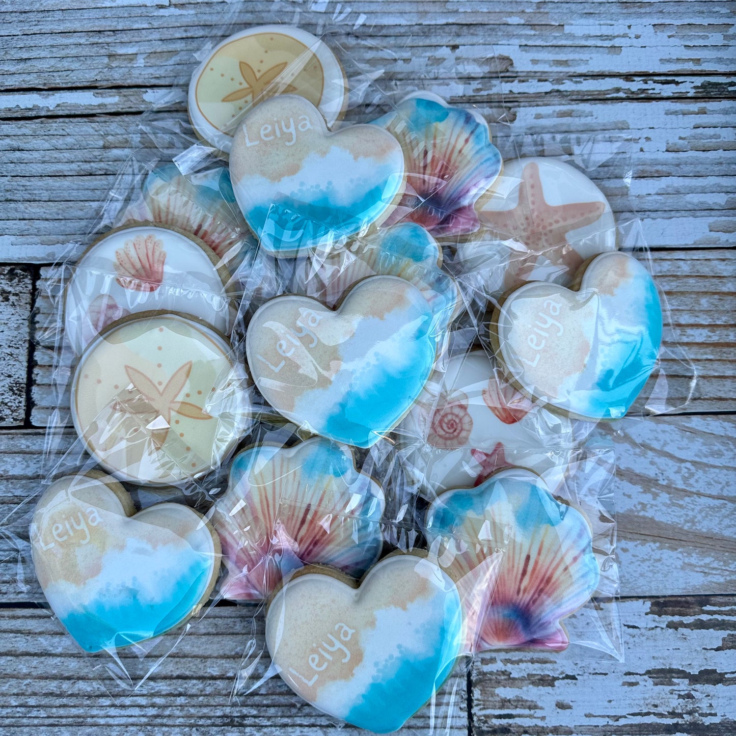 Beach Ocean Seashell Themed Wedding Cookies--12 Count