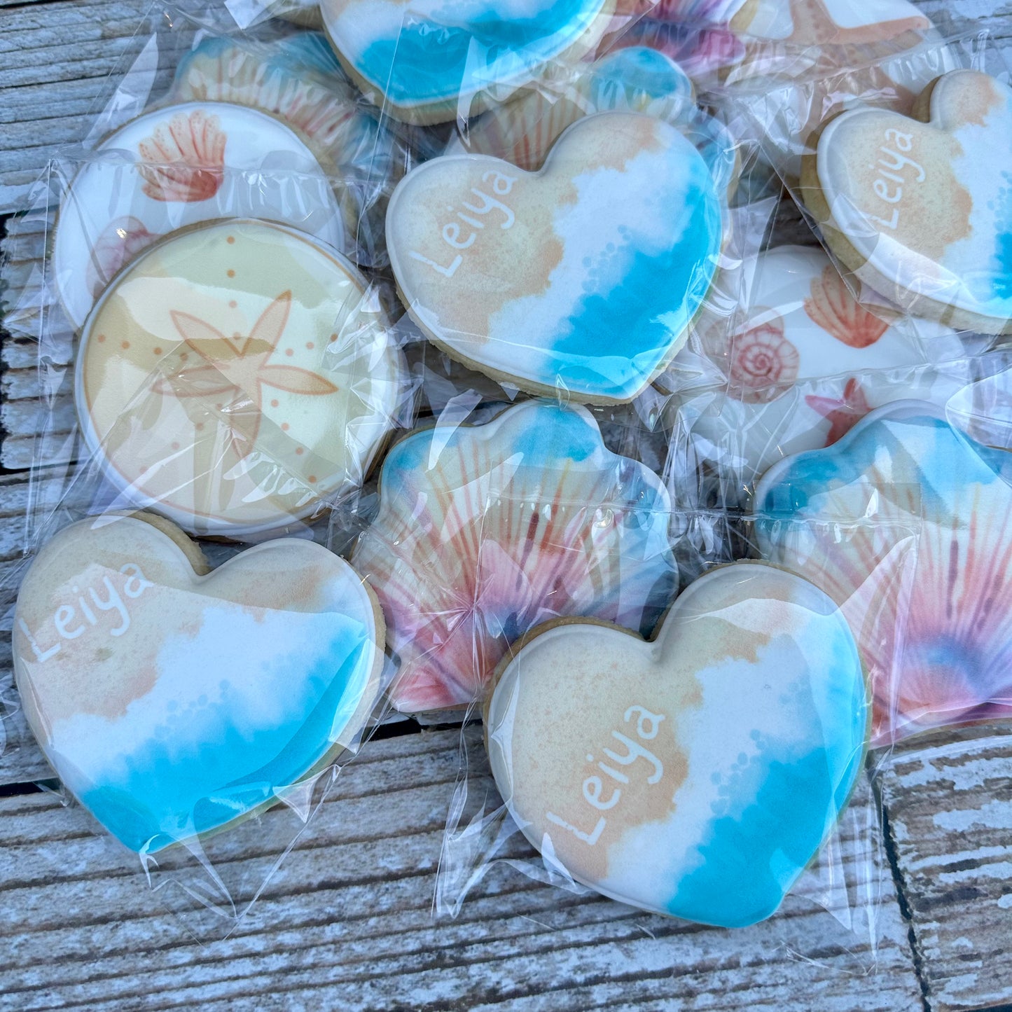 Beach Ocean Seashell Themed Wedding Cookies--12 Count