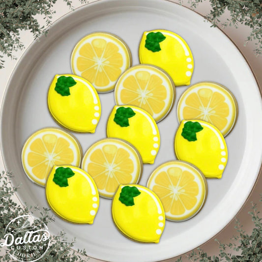 Lemon and Lemon Slices Themed Summer Fruit Decorated -- 12 count