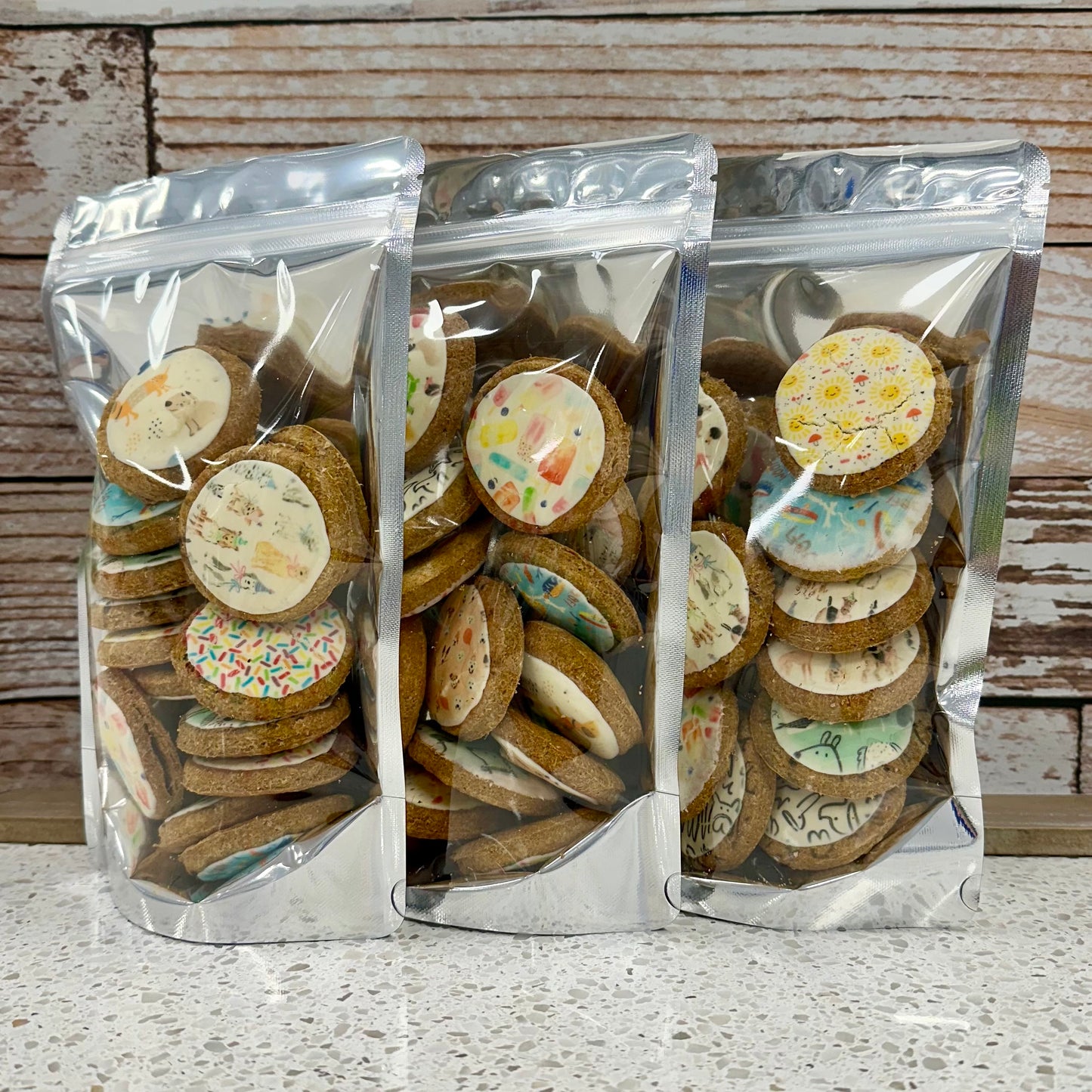 Frosted Nibblers Pet Dog Treats NO Sugar Added. Whole Wheat Flour, Pumpkin & Peanut Butter--8oz Resealable Bag