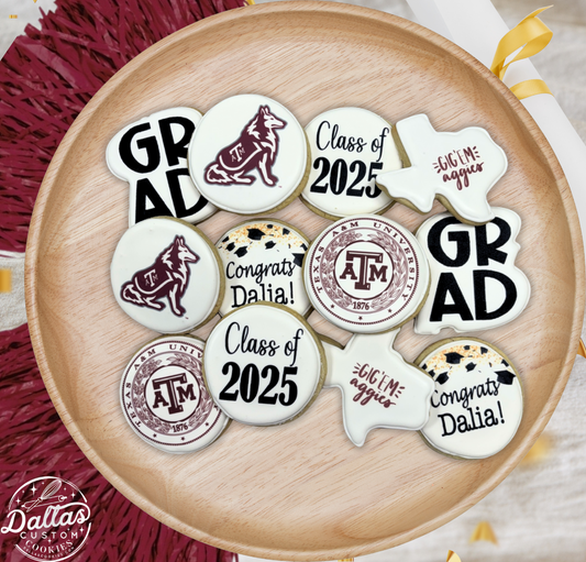Texas A&M Aggie Direct Printed Pre-Designed Set of Graduation Cookies--12 Count