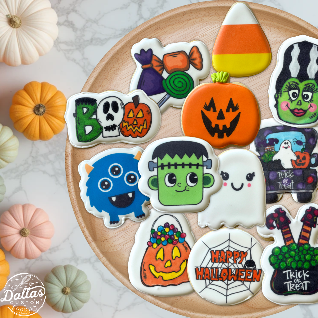 Halloween Themed Cookies, Pumpkin, Candy Corn, Ghost--12 Count
