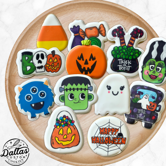Halloween Themed Cookies, Pumpkin, Candy Corn, Ghost--12 Count