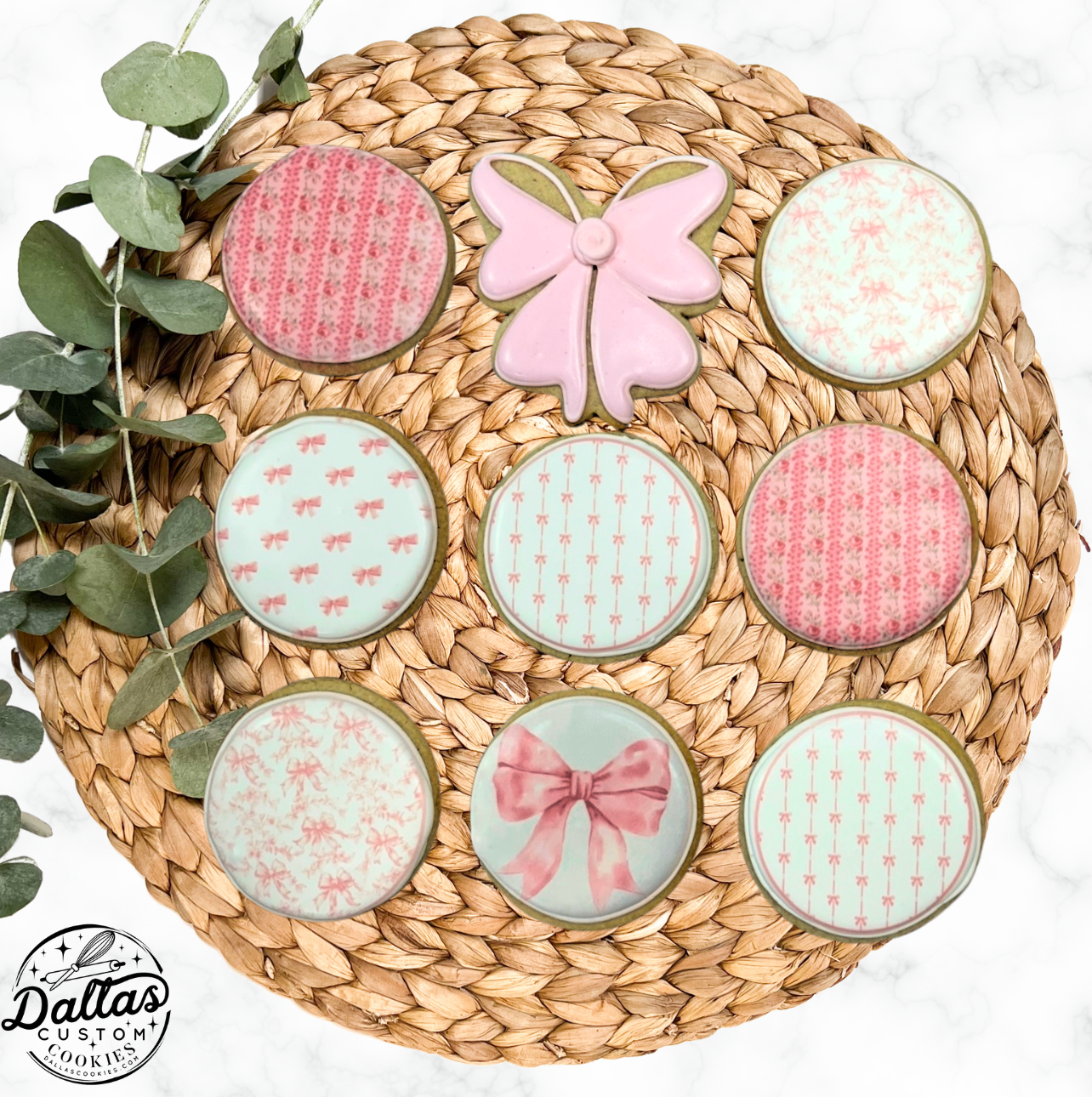 Loveshack Fancy Floral w/Bows Hybrid Sugar Cookie Gift Set Party Birthday--12 Count