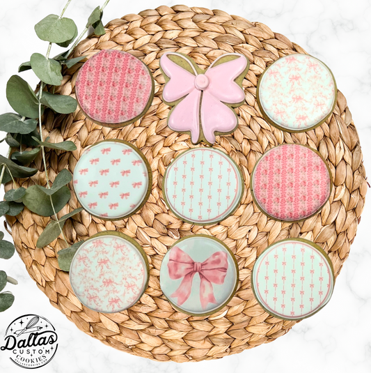 Loveshack Fancy Floral w/Bows Hybrid Sugar Cookie Gift Set Party Birthday--12 Count